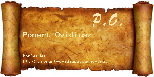Ponert Ovidiusz névjegykártya